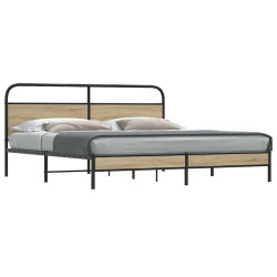 Estrutura de cama sem colchão 180x200cm metal carvalho fumado