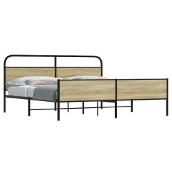 Estrutura de cama sem colchão 180x200cm metal carvalho sonoma