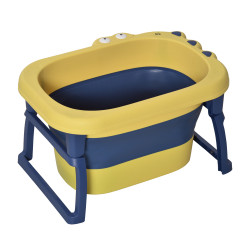 Banheira Dobrável para Bebé de 0-6 Anos Capacidade 105L Banheira Portátil para Crianças 75,3x55,4x43cm Amarelo e Azul