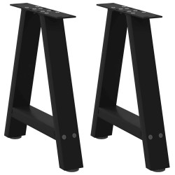 Pés para mesa de centro em formato a, 2 peças, preto, 38x(42-43) cm, aço