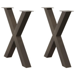 Pés para mesa de jantar em formato de x, 2 peças, aço natural, 70x(72-73) cm, aço