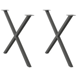 Pés para mesa de jantar em formato de x, 2 peças, antracite, 90x (72-73) cm, aço