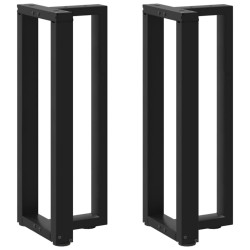 Pés de mesa de console em forma de t, 2 peças, preto, 38x25x(72-73) cm, aço