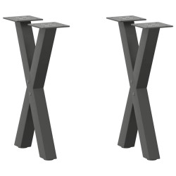 Pés para mesa de centro em formato de x, 2 peças, antracite, 38x(42-43) cm, aço