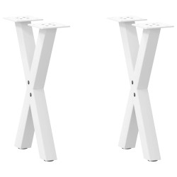 Pés para mesa de centro em formato de x, 2 peças, branco, 28x(42-43) cm, aço
