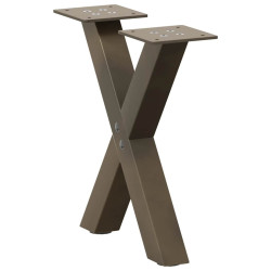 Pés para mesa de centro em formato de x, 2 peças, aço natural, 37x(30-31) cm, aço