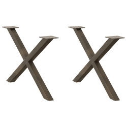Pés para mesa de centro em formato de x, 2 peças, aço natural, 70x (42-43) cm, aço