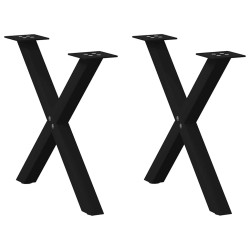 Pés para mesa de centro em formato de x, 2 peças, preto, 50x(42-43) cm, aço