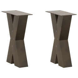 Pés para mesa de centro em formato de x, 2 peças, aço natural, 28x(42-43) cm, aço