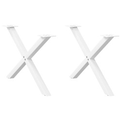 Pés para mesa de centro em formato de x, 2 peças, branco, 70x (42-43) cm, aço