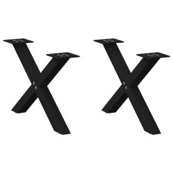 Pés para mesa de centro em formato de x, 2 peças, preto, 60x(30-31) cm, aço