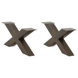Pés para mesa de centro em formato de x, 2 peças, aço natural, 70x(30-31) cm, aço