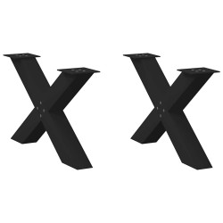 Pés para mesa de centro em formato de x, 2 peças, preto, 70x (42-43) cm, aço