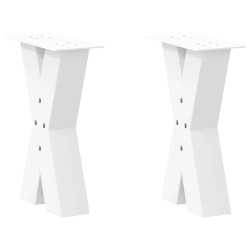 Pés para mesa de centro em formato de x, 2 peças, branco, 38x(42-43) cm, aço