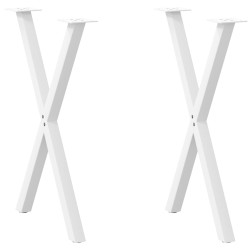 Pés para mesa de jantar em formato de x, 2 peças, branco, 57x(72-73) cm, aço