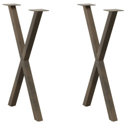 Pés para mesa de jantar em formato de x, 2 peças, aço natural, 50x(72-73) cm, aço