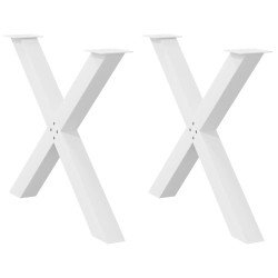 Pés para mesa de jantar em formato de x, 2 peças, branco, 90x (72-73) cm, aço