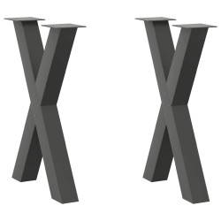 Pés para mesa de jantar em formato de x, 2 peças, antracite, 50x(72-73) cm, aço