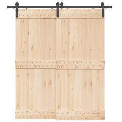 Kit de ferragens para porta deslizante 200 cm aço preto