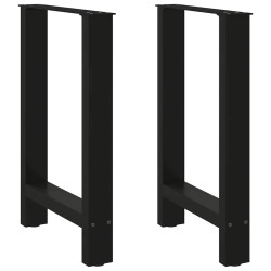 Pés para mesa de jantar pretos 2 peças 50x(72-73) cm aço