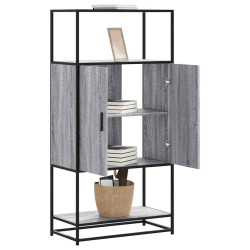Armário alto 68x35x139 cm madeira e metal cinza sonoma