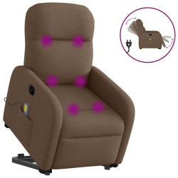 Poltrona elétrica elevatória massagens tecido castanho
