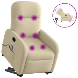Poltrona elétrica elevatória massagens tecido creme
