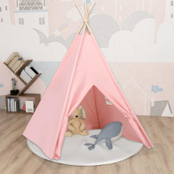 Tenda teepee infantil c/ saco 120x120x150 cm pele pêssego rosa