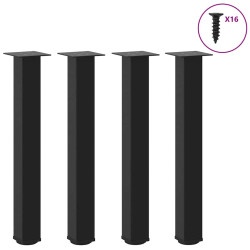 Pés de mesa de console 4 peças, preto, 72-74 cm, aço