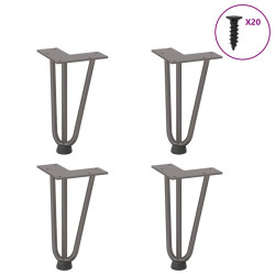 Pernas de grampo para mesa de centro 4 peças aço natural 20 cm aço maciço