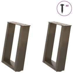 Pés para mesa de centro em formato de u, 2 peças, aço natural, 28 x (42-43) cm, aço