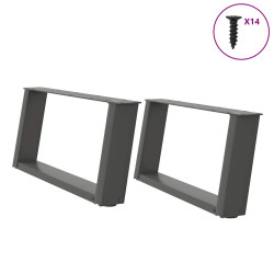 Pés para mesa de centro em forma de u, 2 peças, antracite, 60x(30-31) cm, aço