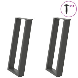 Pés de mesa de console em forma de u, 2 peças, antracite, 28x(72-73) cm, aço