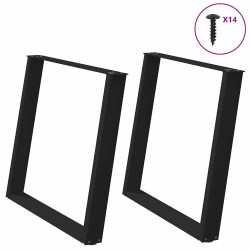 Pés de mesa de jantar em forma de u, 2 peças, preto, 90x (72-73) cm, aço