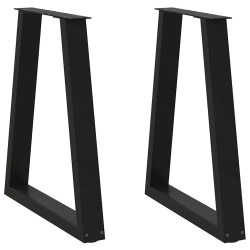 Pés para mesa de jantar em formato de v, 2 peças, preto, 60x(72-73,3) cm, aço