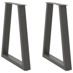 Pés para mesa de jantar em formato de v, 2 peças, antracite, 60x(72-73,3) cm, aço