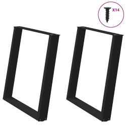Pés de mesa de jantar em forma de u, 2 peças, preto, 70 x (72-73) cm, aço