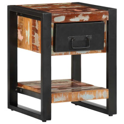 Mesa de cabeceira multicor 35x34x45cm madeira maciça recuperada