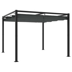 Gazebo de jardim com teto retrátil 3x3 m aço antracite