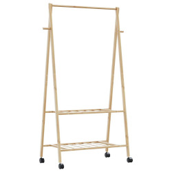 Cabide com prateleiras e rodas 96x45,5x155,5 cm bambu