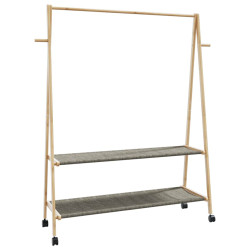 Cabide com prateleiras e rodas 132x45,5x155,5 cm bambu