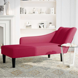Chaise-longue com apoio de braço direito vinho tinto veludo