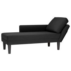 Chaise lounge c/ almofada/apoio de braços direito veludo preto