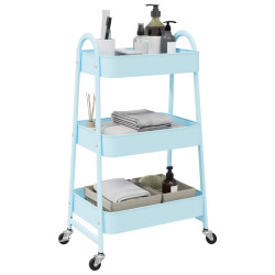Carrinho de arrumação 3 camadas 42x41,5x77 cm aço azul