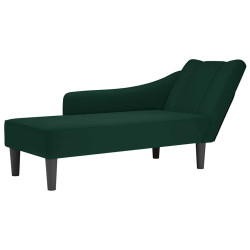Chaise-longue com apoio de braço direito veludo verde escuro