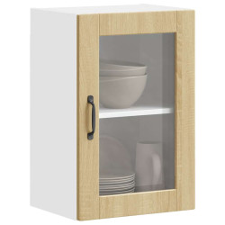 Armário de parede de cozinha porta vidro porto carvalho sonoma