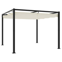 Gazebo de jardim com teto retrátil 3x3 m aço creme
