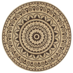 Tapete artesanal em juta com impressão a castanho escuro 150 cm