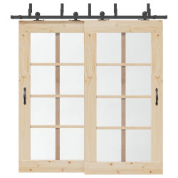 Kit de ferragens para porta deslizante 213,5 cm aço preto