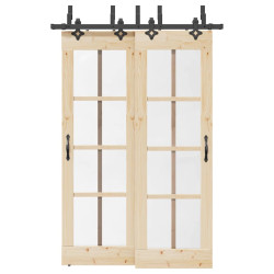 Kit de ferragens para porta deslizante 152,5 cm aço preto